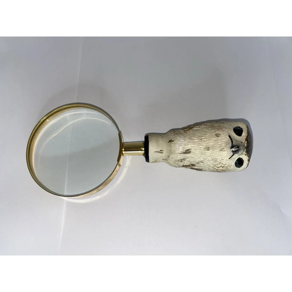 Vintage Carved Handheld Hawk Head Glass Magnifier Office‎ Desk Magnifying Glass